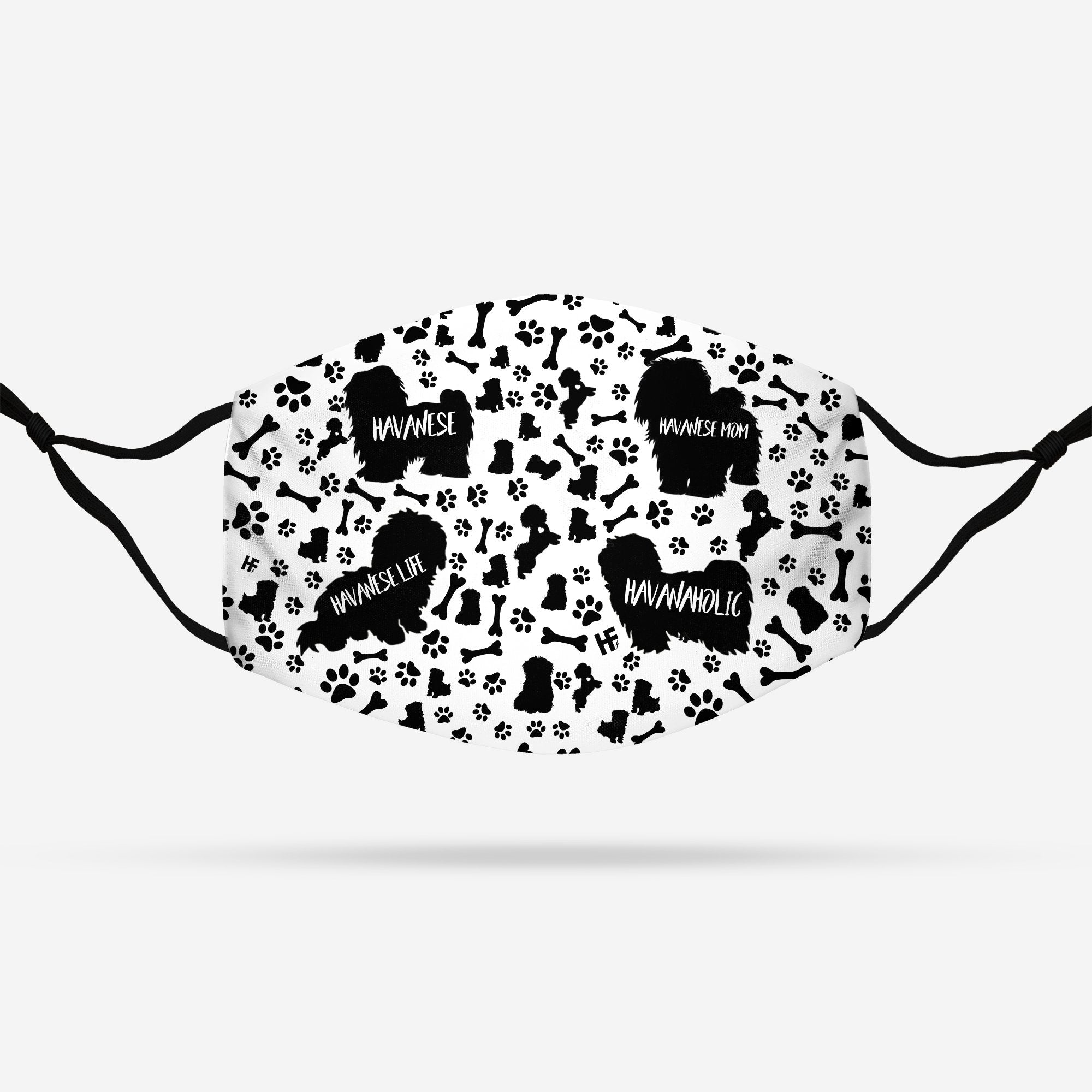 Havanese Black &amp; White Pattern EZ07 1408 Face Mask