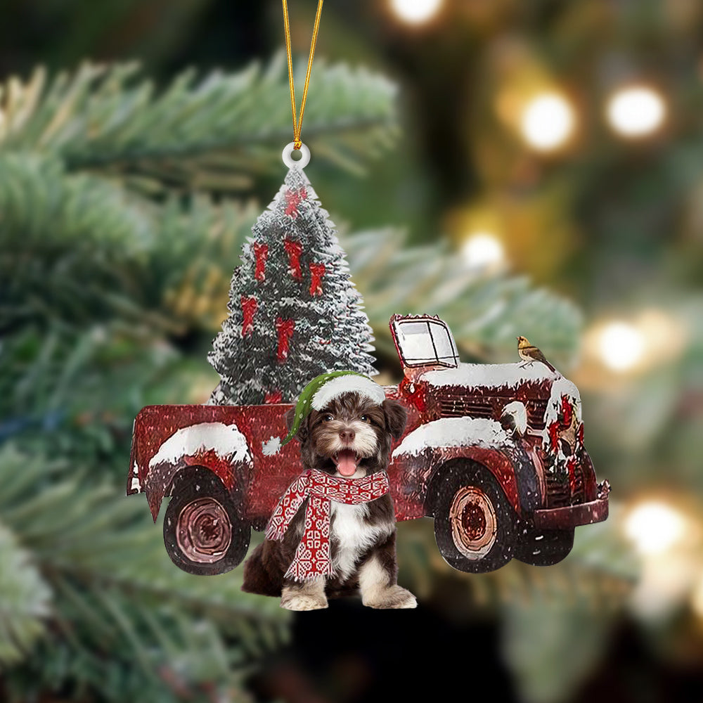 Havanese-Christmas Truck Two Sided Ornament