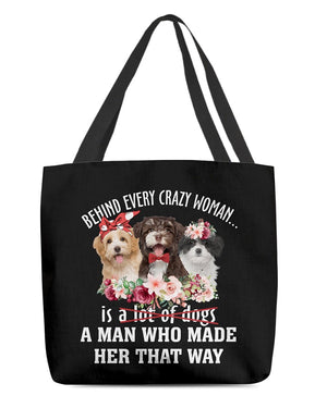 Havanese-Crazy Woman Cloth Tote Bag