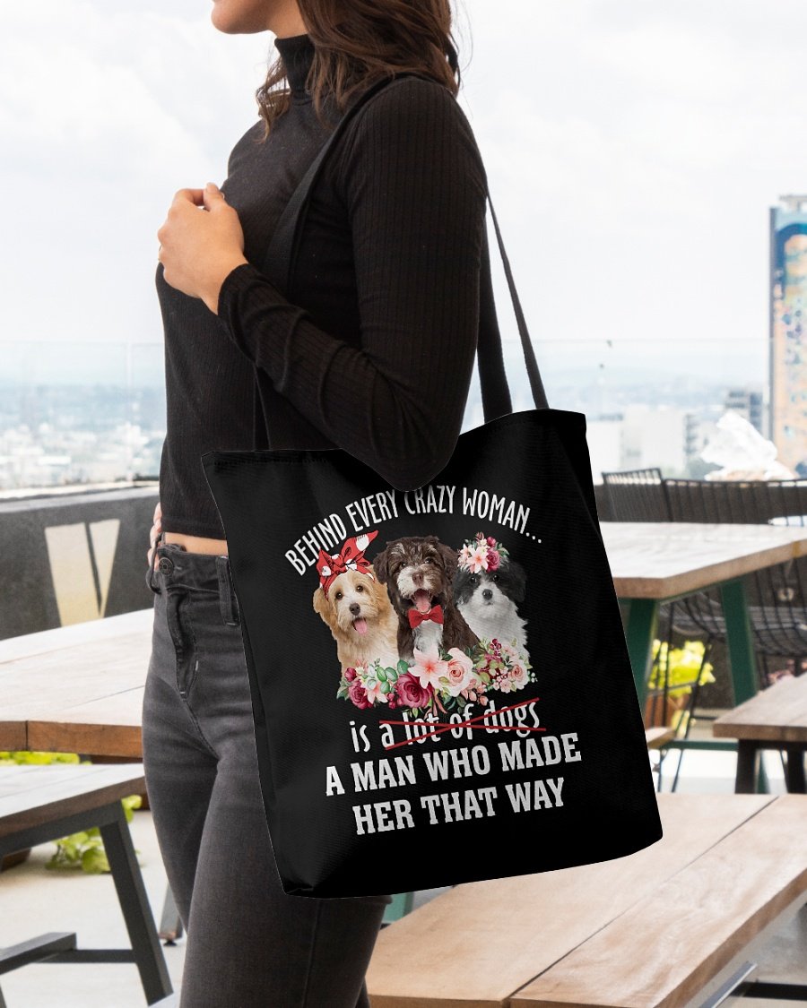 Havanese-Crazy Woman Cloth Tote Bag