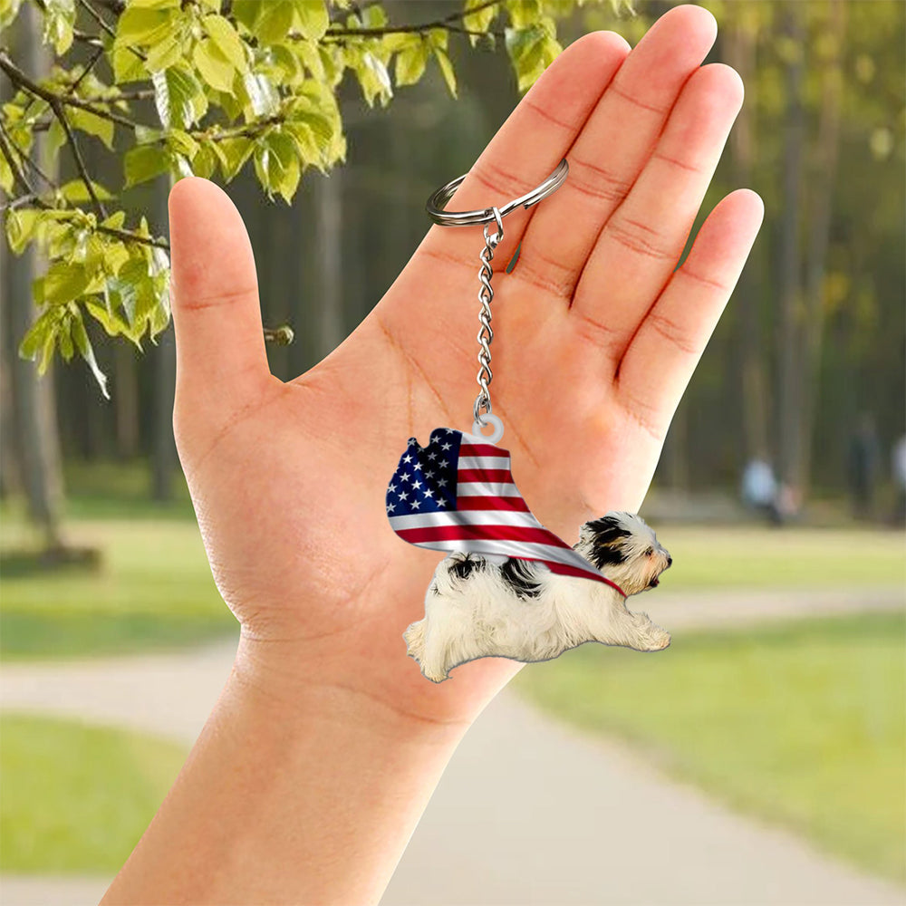 Havanese-Happy Independence Day Flat Acrylic Keychain