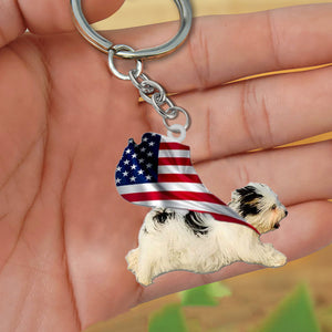 Havanese-Happy Independence Day Flat Acrylic Keychain