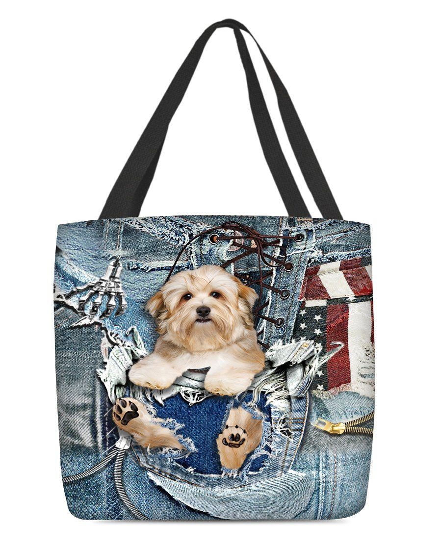 Havanese-Ripped Jeans-Cloth Tote Bag