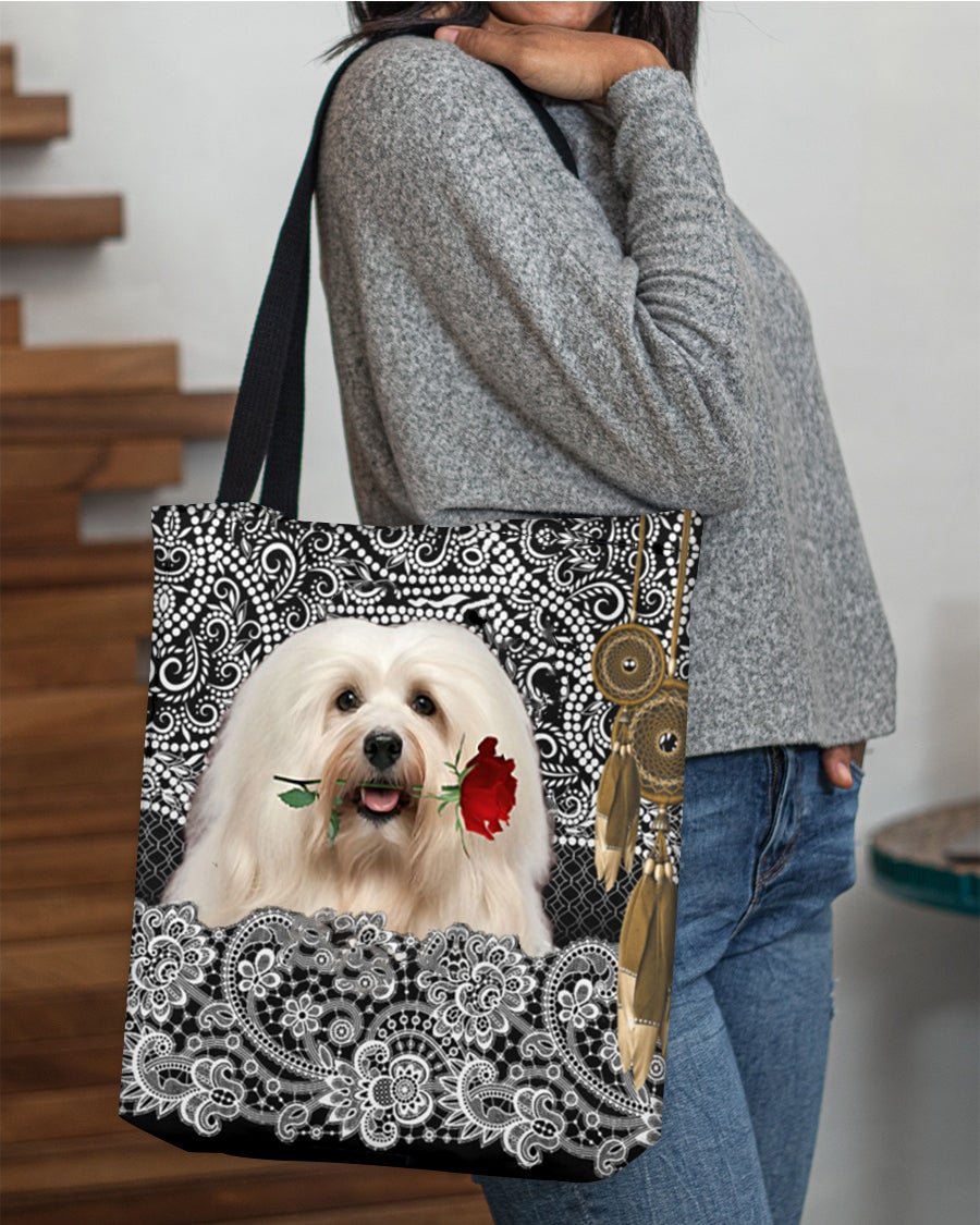 Havanese-Rose Cloth Tote Bag