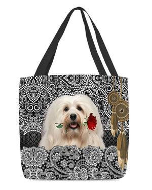 Havanese-Rose Cloth Tote Bag