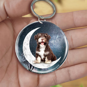 Havanese-Stars and Moon-Round Resin Epoxy Metal Keychain