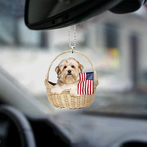 Havanese-With American Flag Two Sides Ornament