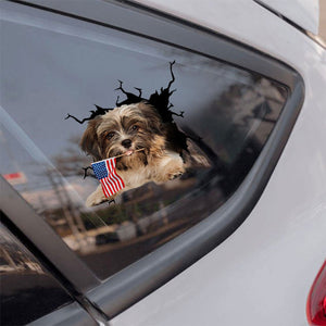 Havanese And American Flag Independent Day Car Sticker Decal