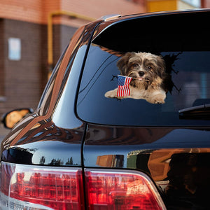 Havanese And American Flag Independent Day Car Sticker Decal