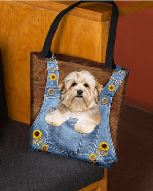 Havanese And Sunflower-Cloth Tote Bag