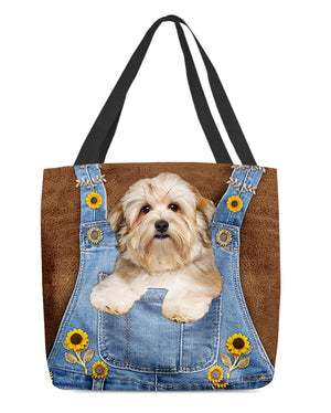 Havanese And Sunflower-Cloth Tote Bag