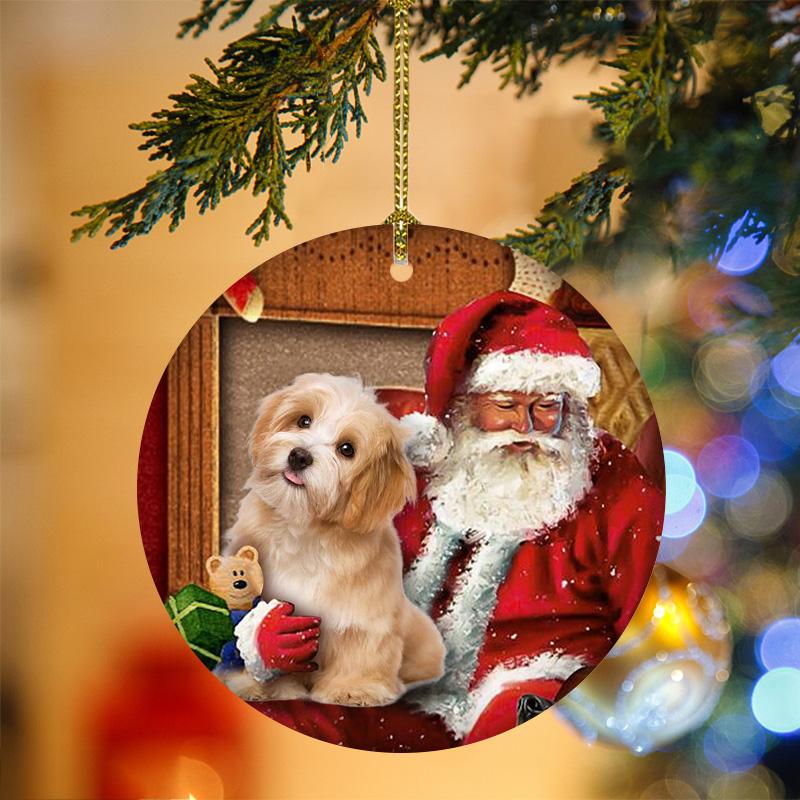 Havanese With Santa Christmas Ornament