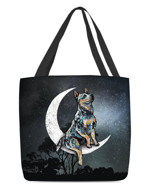 Heeler-Sit On The Moon-Cloth Tote Bag