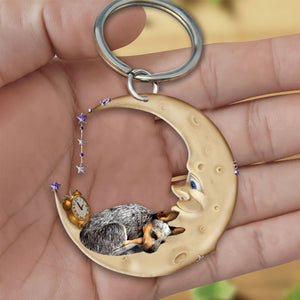 Heeler-Sleeping on the moon Keychain