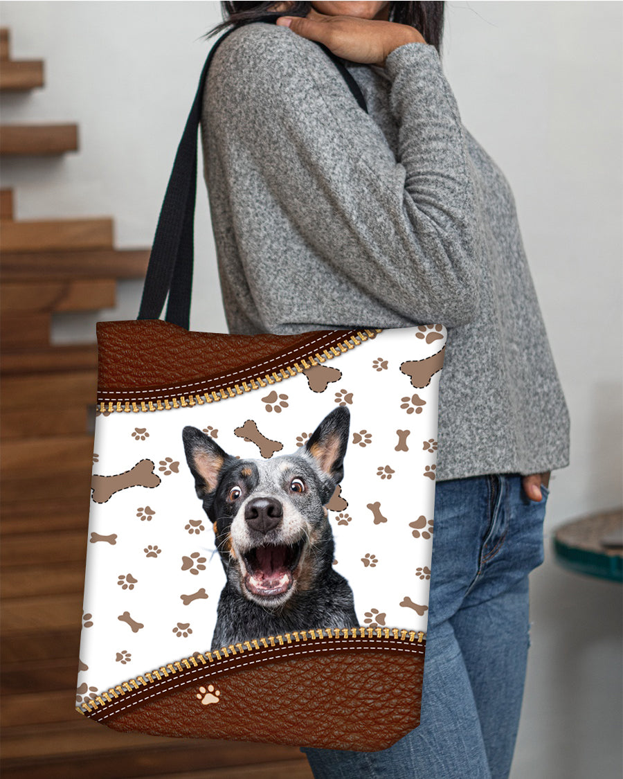 Heeler-Zipper Texture-Cloth Tote Bag