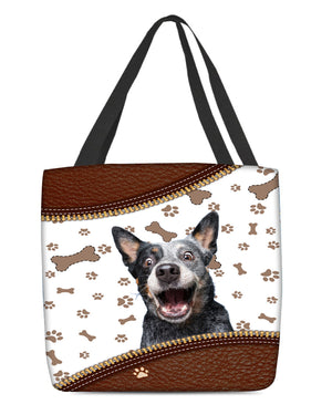 Heeler-Zipper Texture-Cloth Tote Bag