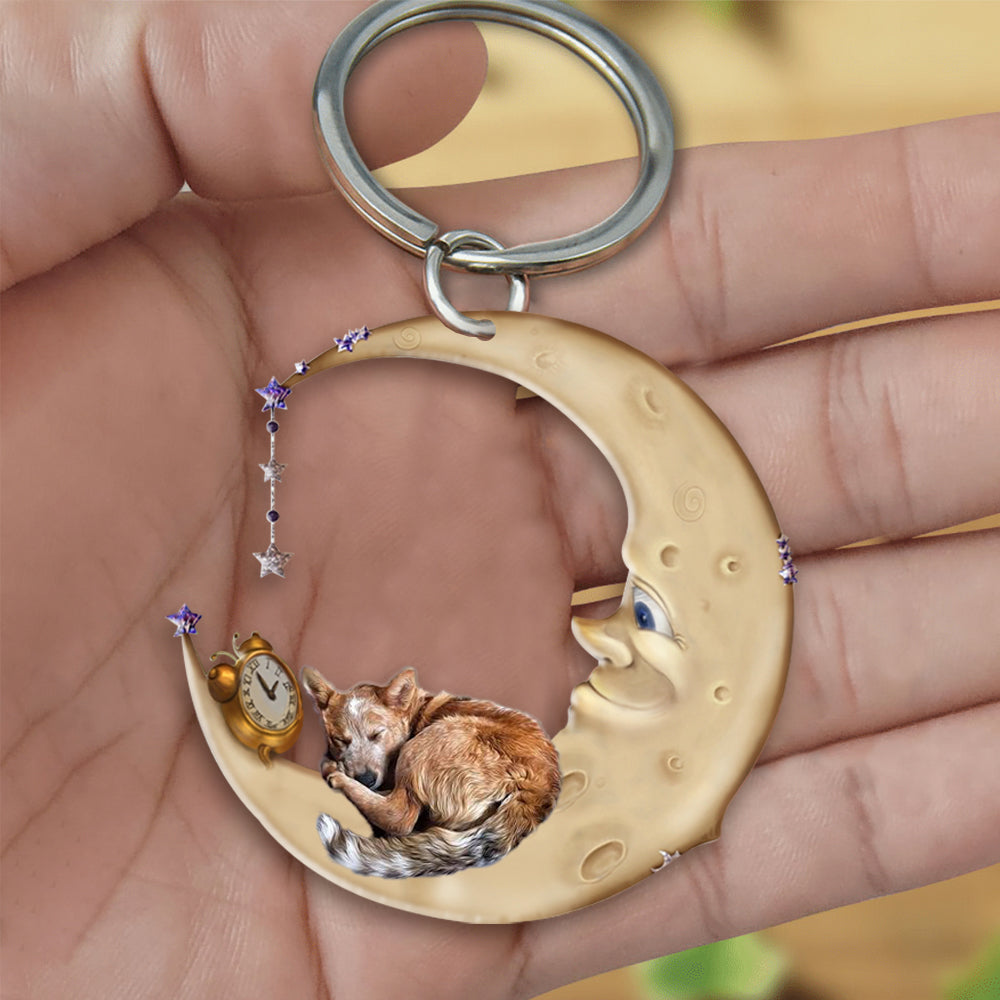 Heeler 2-Sleeping on the moon Keychain