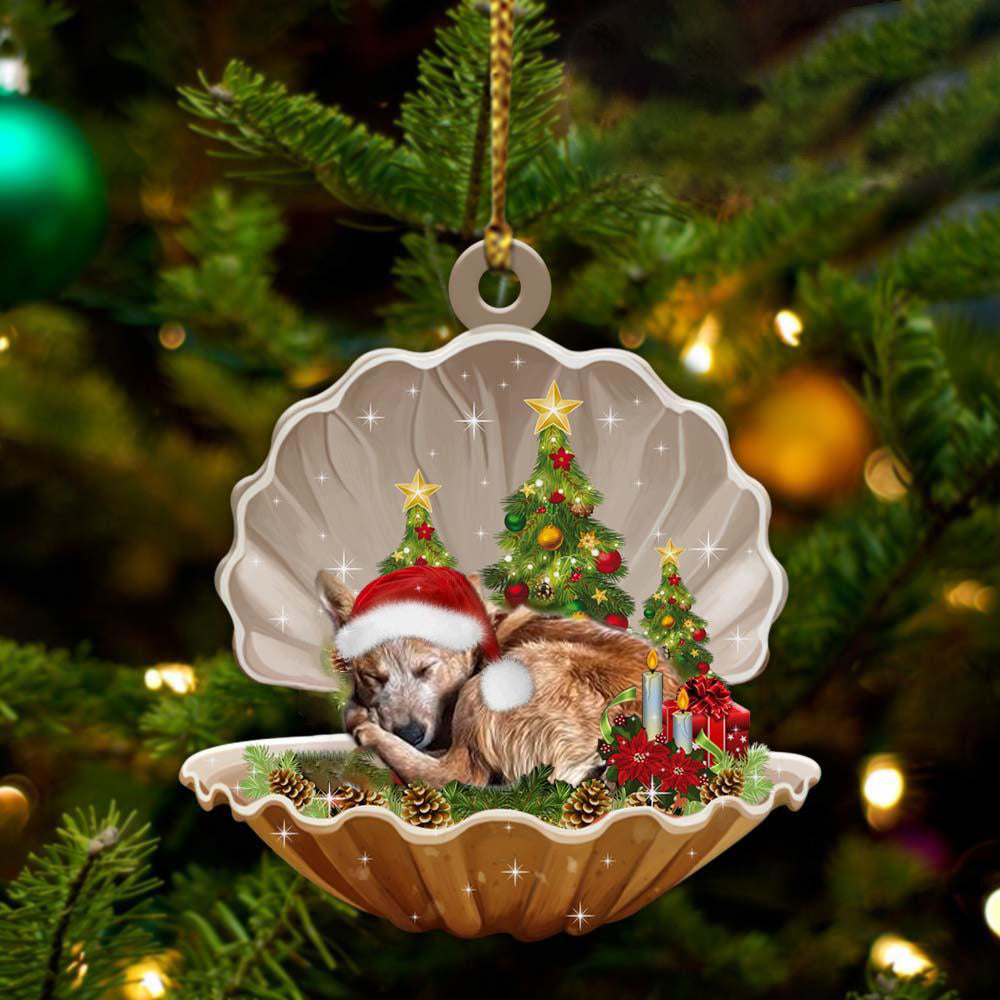 Heeler3-Sleeping Pearl in Christmas Two Sided Ornament