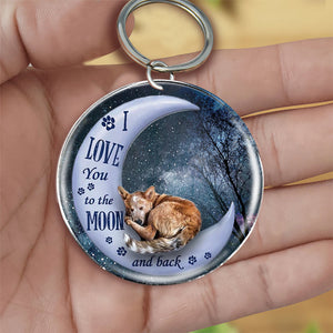 Heeler 1 Moon Back-Round Resin Epoxy Metal Keychain