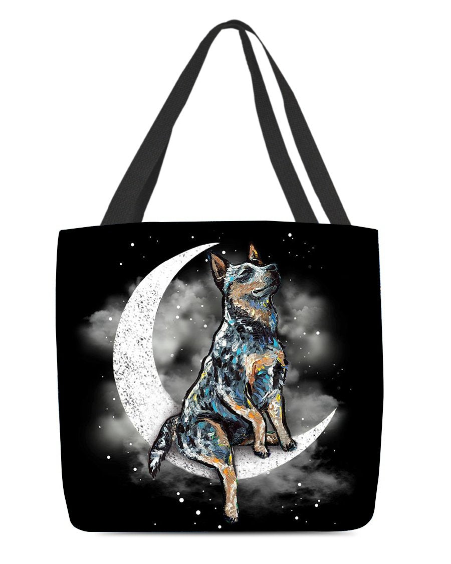 Heeler Sit On The Moon With Starts-Cloth Tote Bag