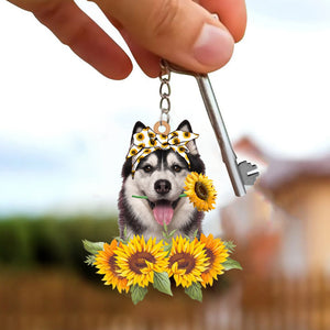 Husky-Dog Mom Keychain