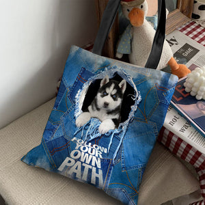 Husky -Follow Your Own Path-Cloth Tote Bag