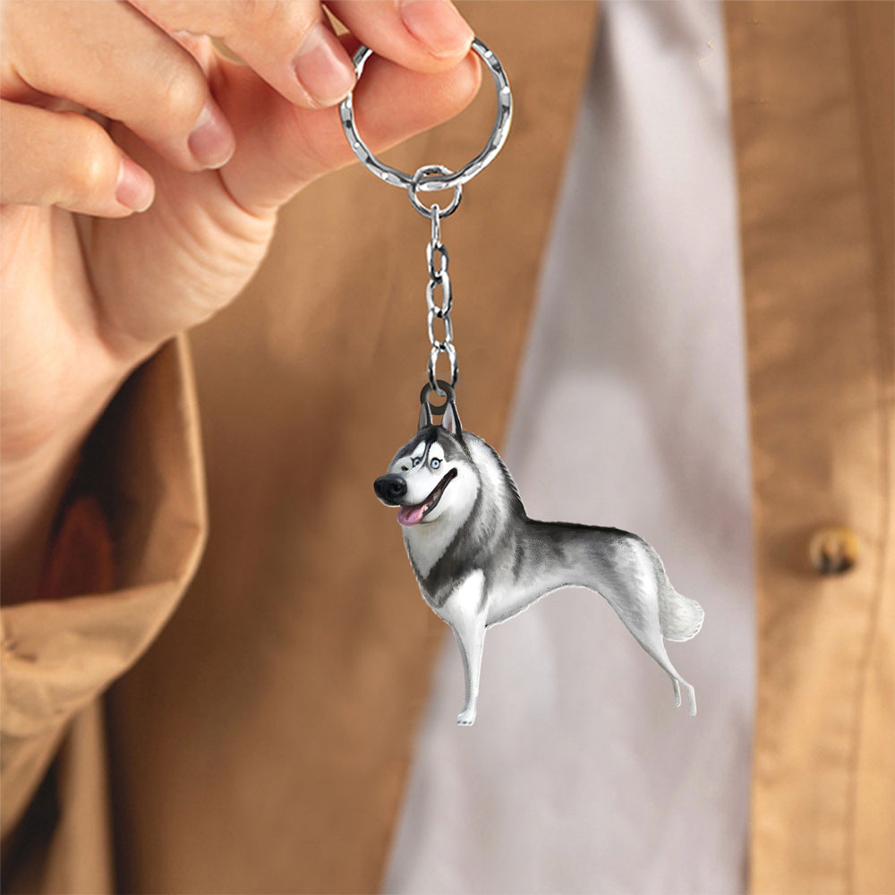 Husky-Look at me flat Acrylic Keychain