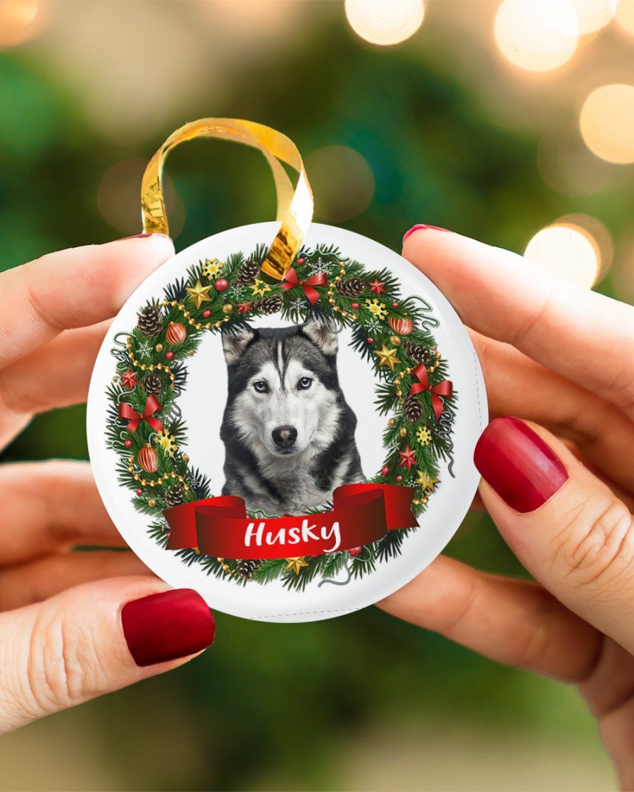 Husky-Noel Circle-Two Sided Ornament
