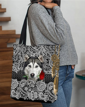 Husky-Rose Cloth Tote Bag