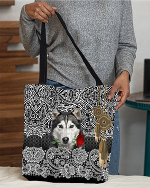 Husky-Rose Cloth Tote Bag