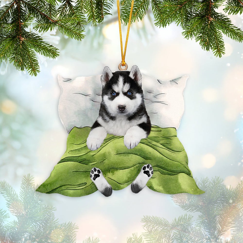 Husky-Sleep time Two Sides Ornament