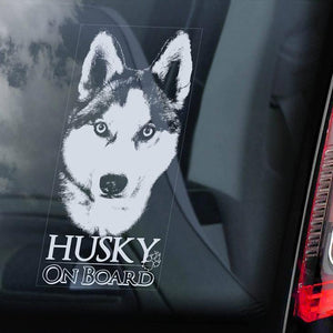 Husky1 on Board-Car Window Sticker-Dog Sign Decal