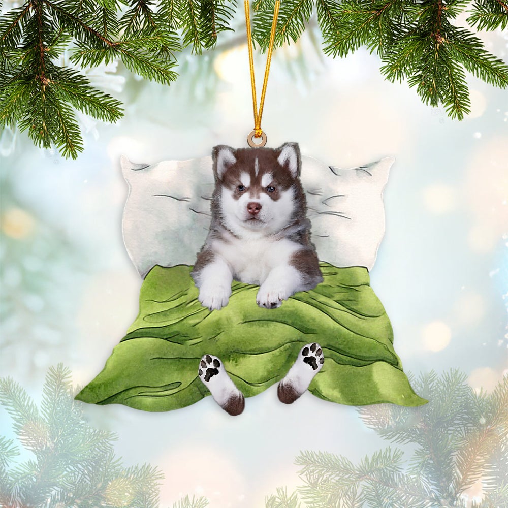 Husky2-Sleep time Two Sides Ornament