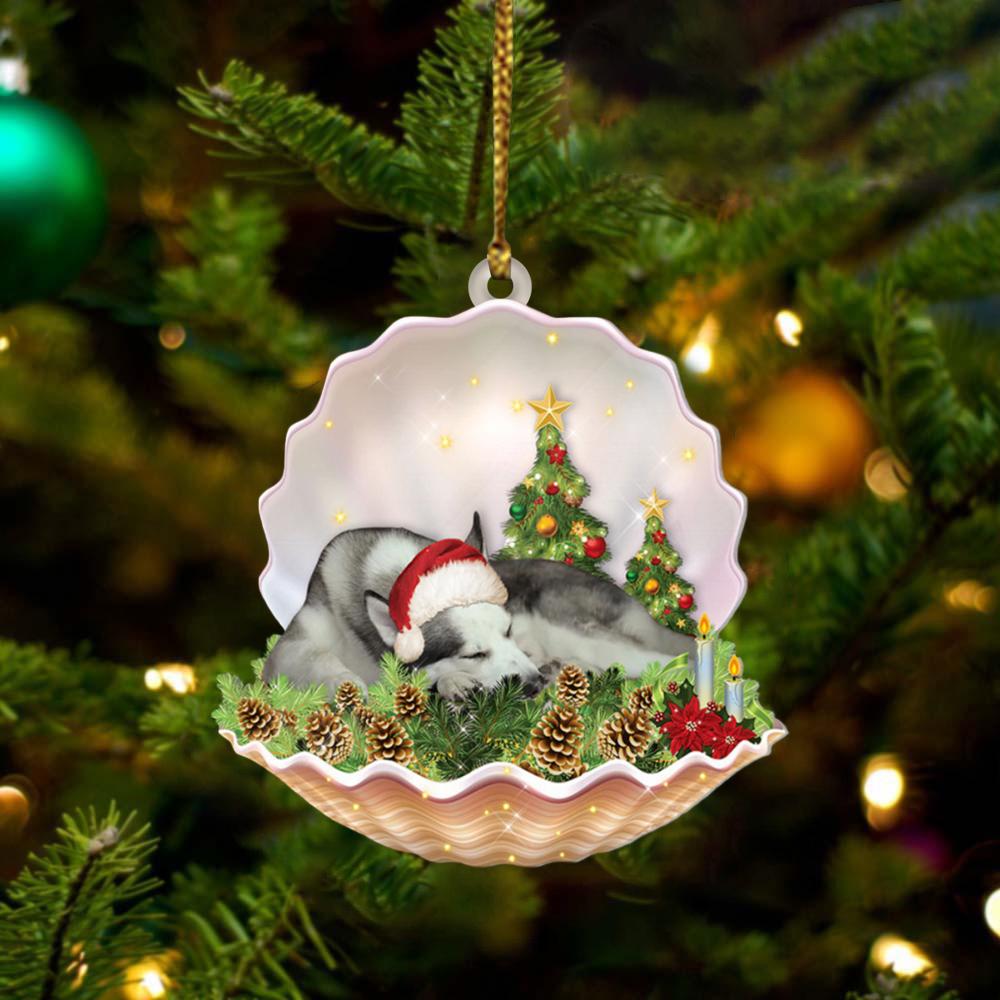 Husky Lie In Seashell Xmas-Two Sided Ornament