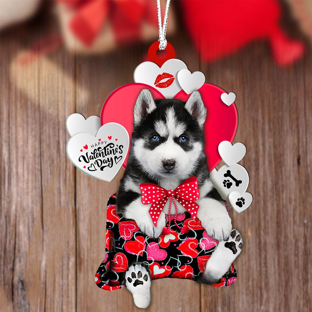 Husky Valentine's Day Sleeping Bag-Two Sides Ornament