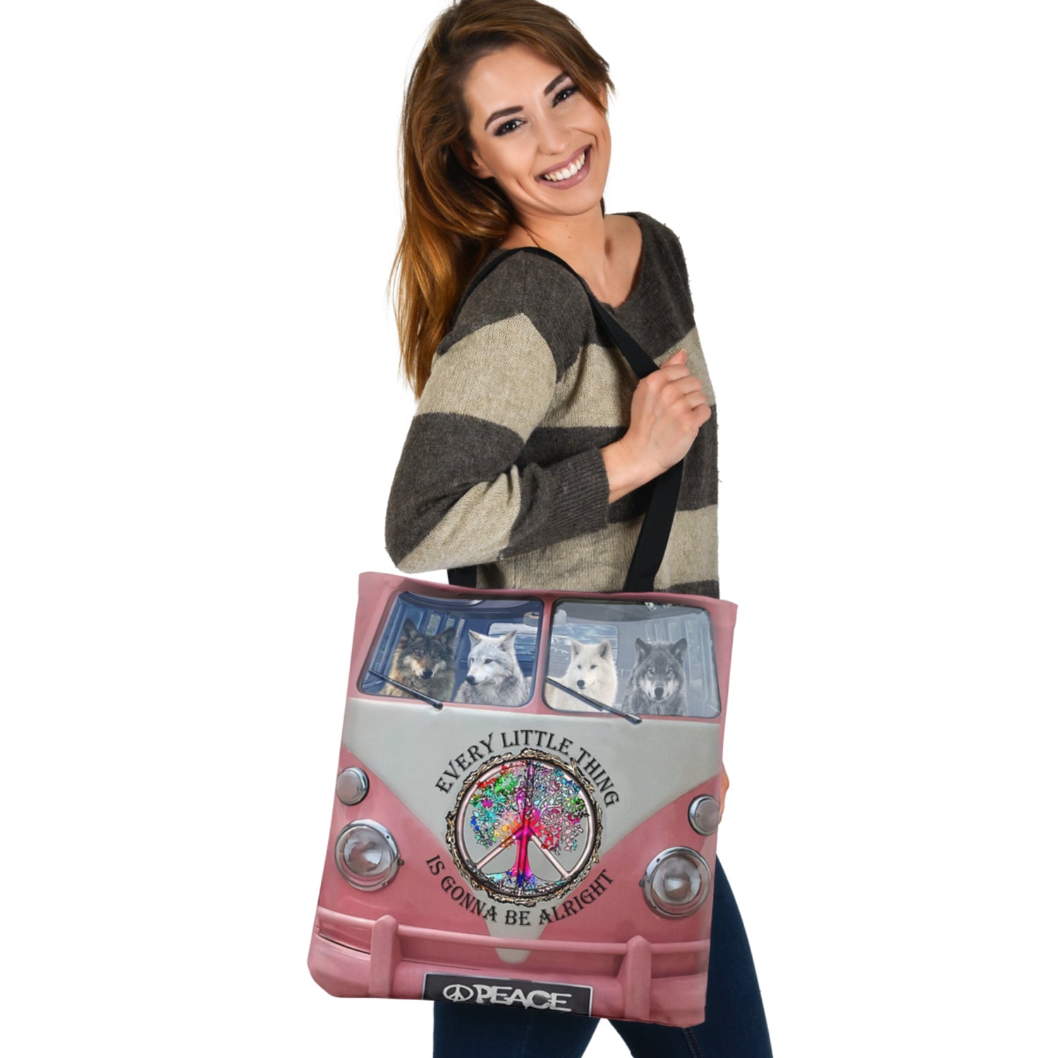 WOLF PINK HP BUS Cloth Tote Bag