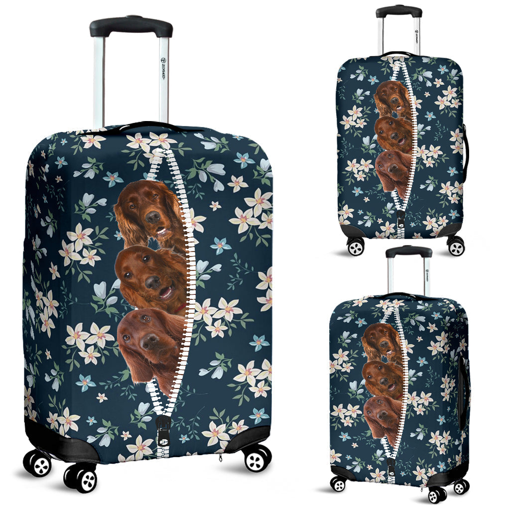 Irish Setter-Flowers-Luggage covers