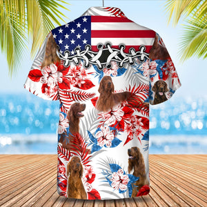 Irish Setter American Flag Hawaiian Shirt