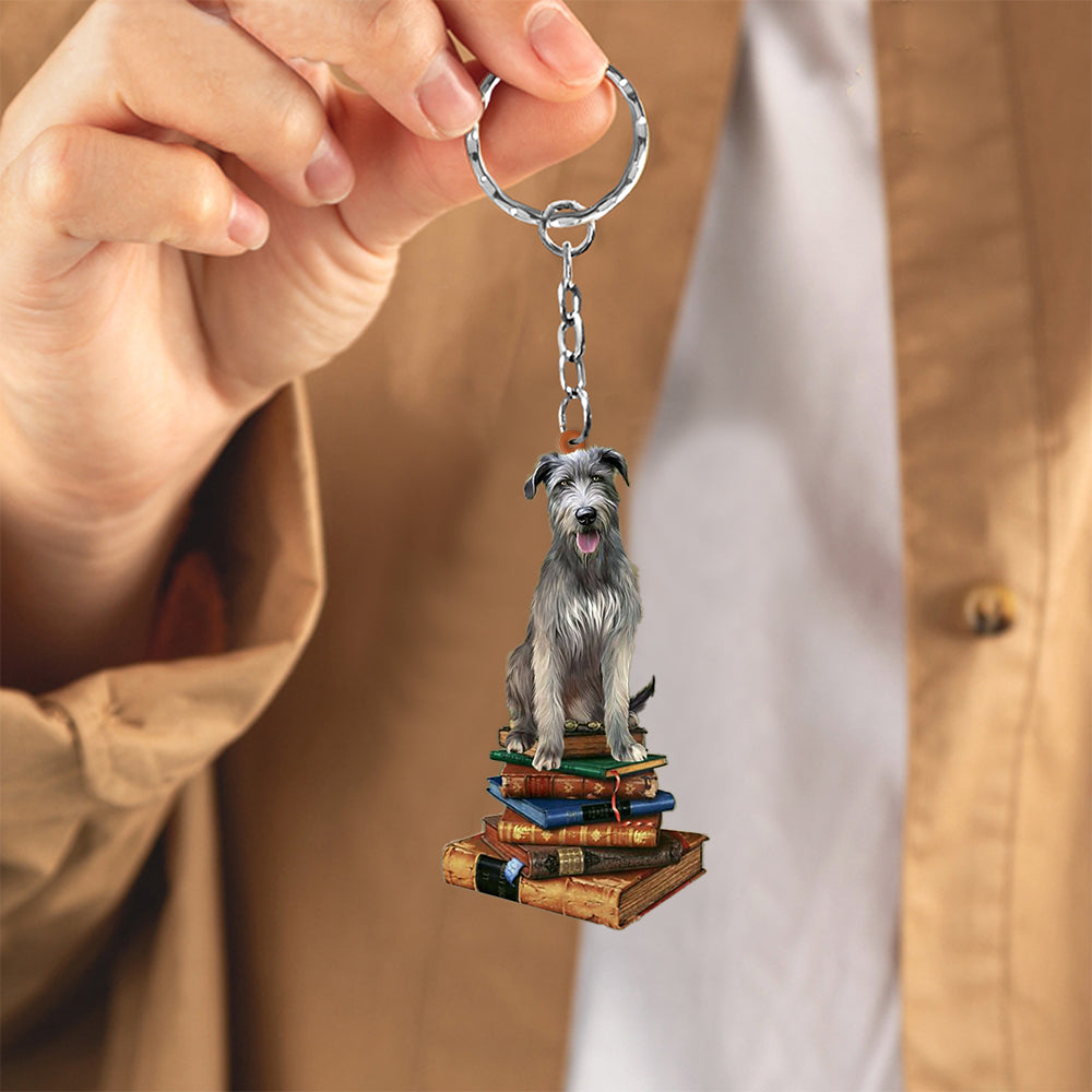 Irish Wolfhound-Sit On The Book-Flat Acrylic Keychain
