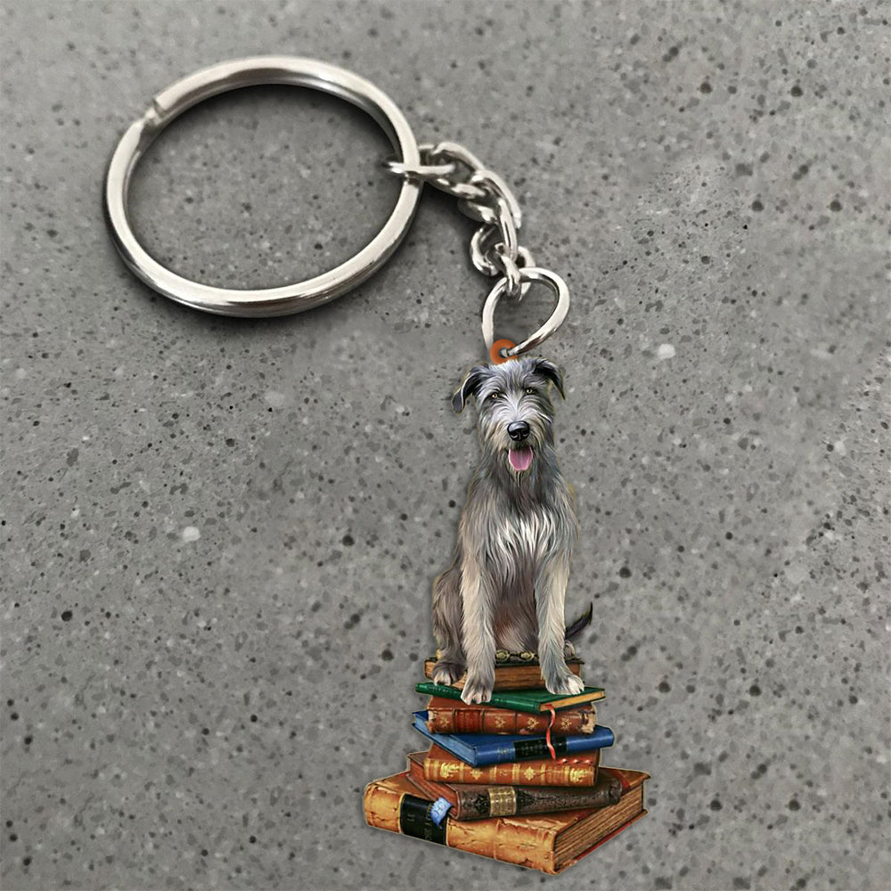 Irish Wolfhound-Sit On The Book-Flat Acrylic Keychain