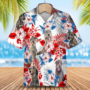 Irish Wolfhound American Flag Hawaiian Shirt