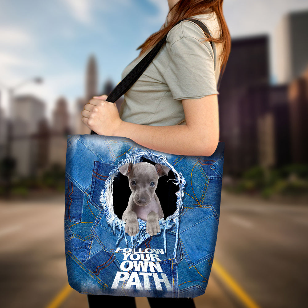 Italian Greyhound -Follow Your Own Path-Cloth Tote Bag