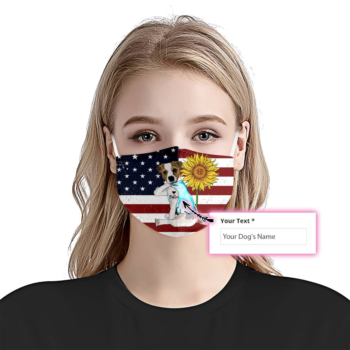 Jack Russell Terrier American Flag EZ07 1805 Custom Face Mask