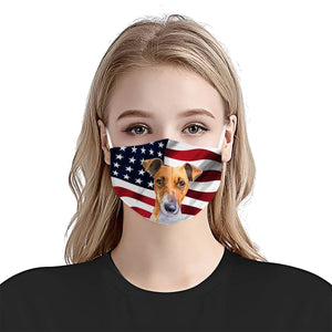 Jack Russel Terrie American Flag 1 EZ07 1504 Face Mask