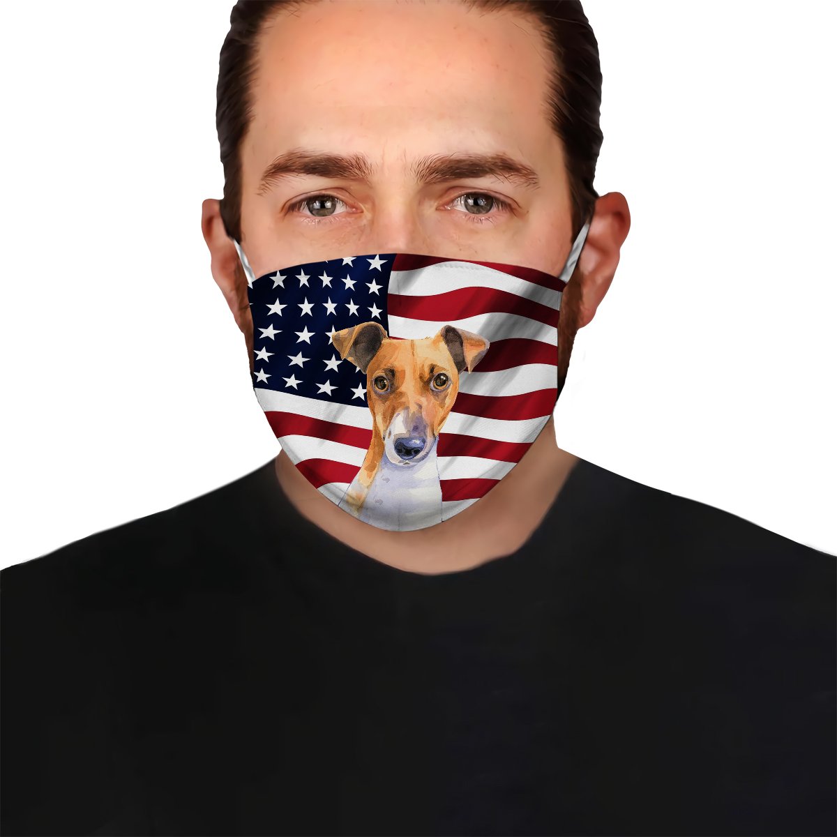 Jack Russel Terrie American Flag 1 EZ07 1504 Face Mask