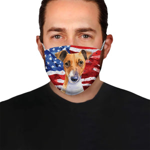 Jack Russel Terrie American Flag 2 EZ07 1504 Face Mask