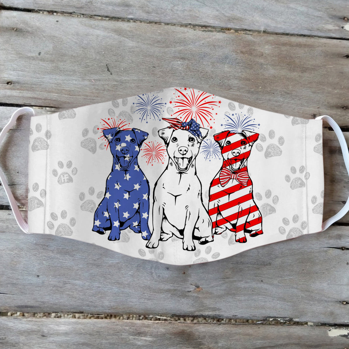 Jack Russell Terrier 4th Of July EZ01 1405 Face Mask