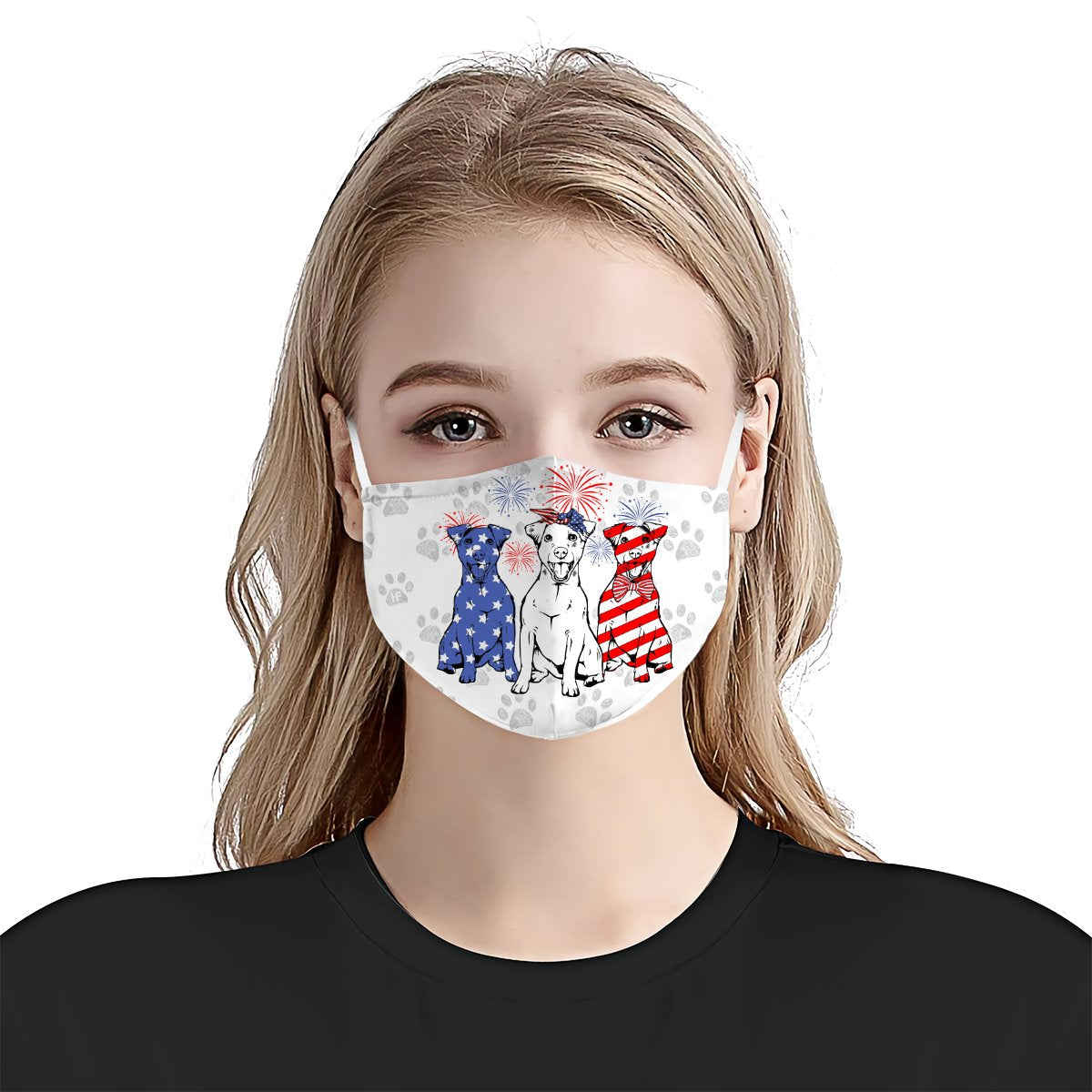Jack Russell Terrier 4th Of July EZ01 1405 Face Mask