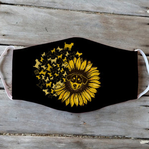 Jack Russell Terrier Dog Sunflower Leaf EZ01 2404 Face Mask