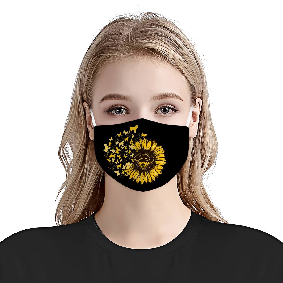 Jack Russell Terrier Dog Sunflower Leaf EZ01 2404 Face Mask